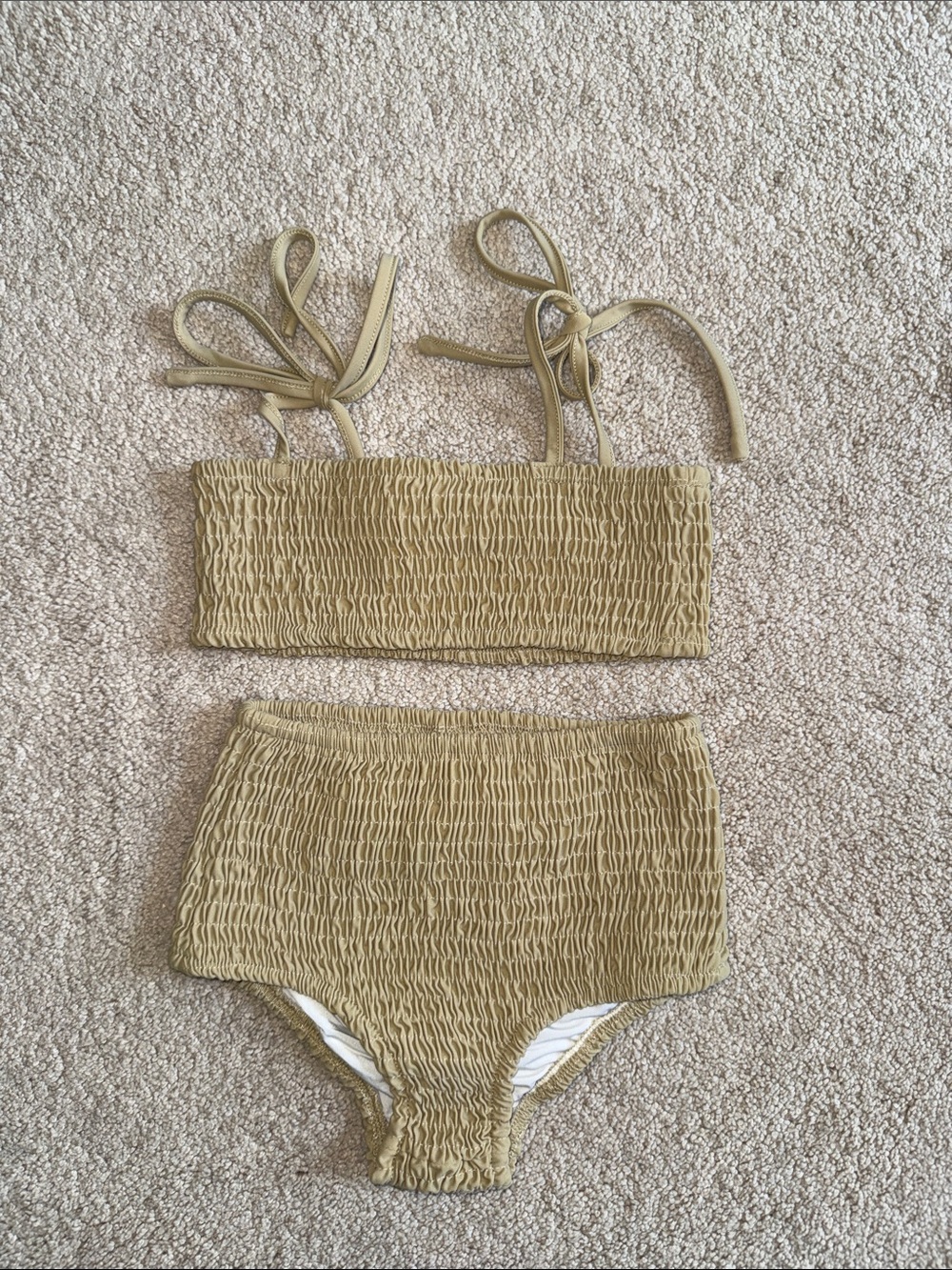 NWT Smocked High-Waist Bikini Set